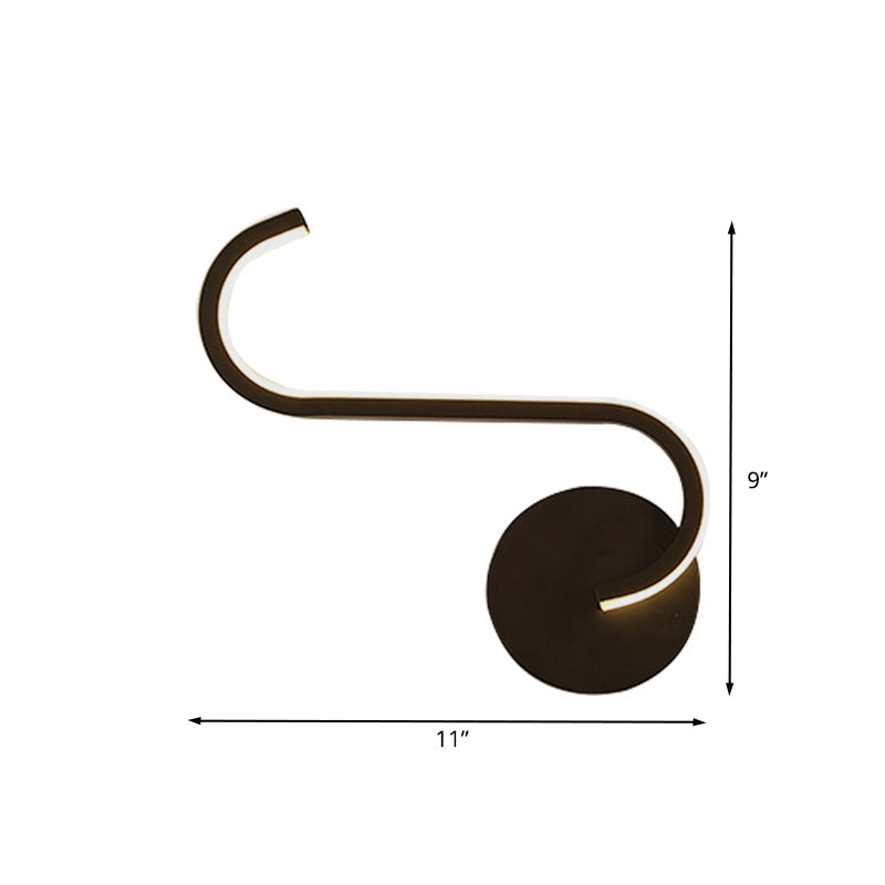 Avtoit | Hook-shaped Metal Wall Light Simple LED Black Wall Lamp in Warm/White Light for the Living Room
