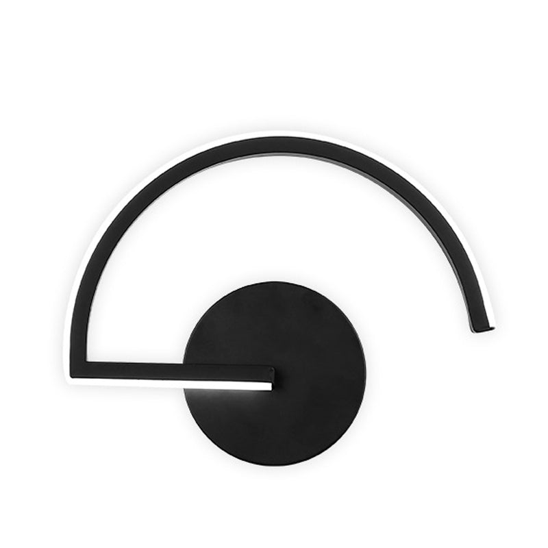 Avtoit | Black Half-Circle Wall Light Minimalist LED Iron Wall-Mounted Wall Light for Bedroom in Warm/White Light