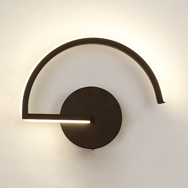 Avtoit | Black Half-Circle Wall Light Minimalist LED Iron Wall-Mounted Wall Light for Bedroom in Warm/White Light