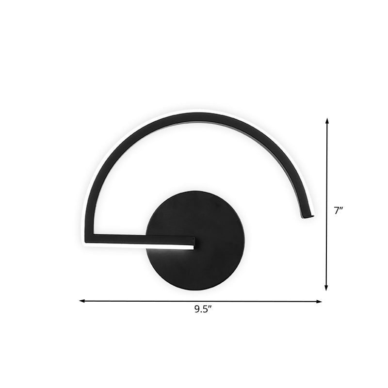 Avtoit | Black Half-Circle Wall Light Minimalist LED Iron Wall-Mounted Wall Light for Bedroom in Warm/White Light