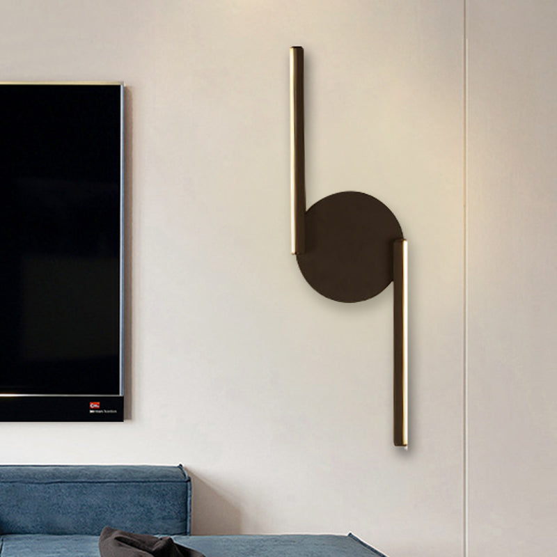 Avtoit | Double Line Wall Lighting Modern Iron LED Black Wall Mounted Light with Circular Wall Plate in Warm/White Light