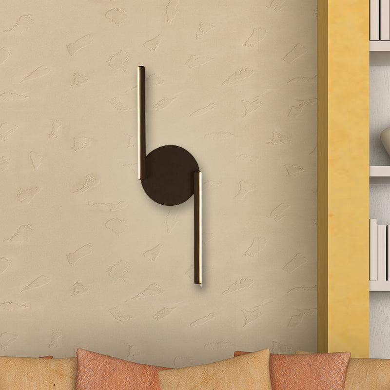 Avtoit | Double Line Wall Lighting Modern Iron LED Black Wall Mounted Light with Circular Wall Plate in Warm/White Light