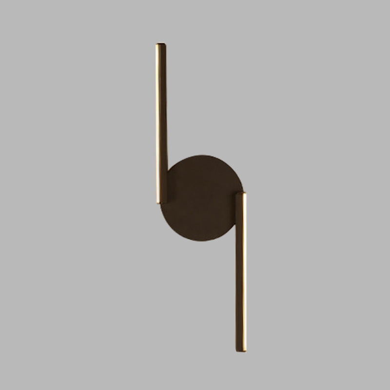 Avtoit | Double Line Wall Lighting Modern Iron LED Black Wall Mounted Light with Circular Wall Plate in Warm/White Light