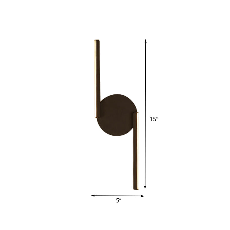 Avtoit | Double Line Wall Lighting Modern Iron LED Black Wall Mounted Light with Circular Wall Plate in Warm/White Light