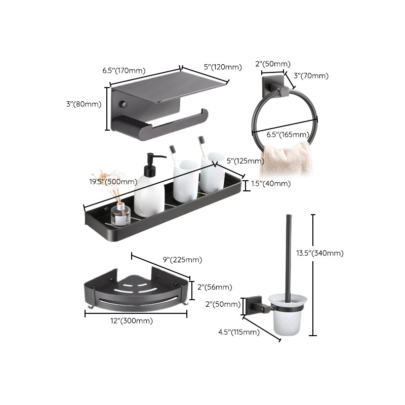 Avtoit | Contemporary bathroom accessories single piece or in a set made of gray metal