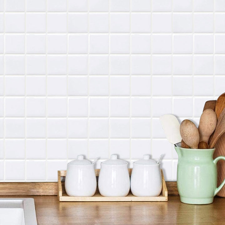 Avtoit | White Mosaic Peel & Stick Tile Waterproof Kitchen Backsplash Wallpaper