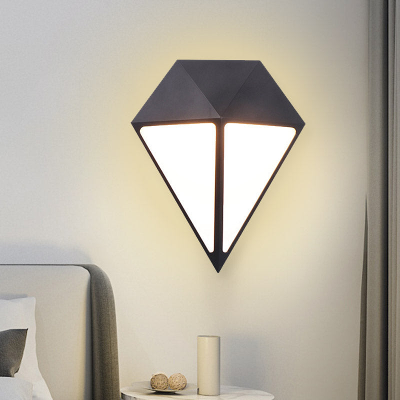 Avtoit | Modernist Diamond Wall Light Metallic LED Stair Wall Mount Lamp in Black, White/Warm/Natural Light