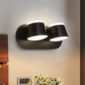 Avtoit | Black Finish Drum Wall Lamp Modernist 2 Lights Metallic LED Adjustable Wall Mount Fixture