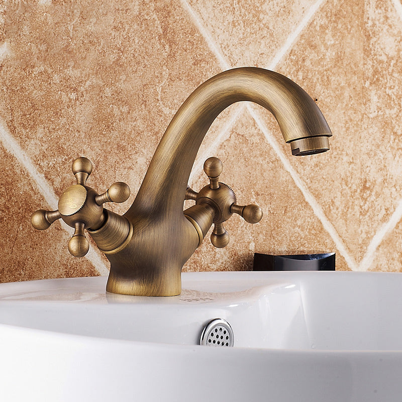 Avtoit | Vintage Widespread Bathroom Faucet Industrial Cross Handles Basin Faucet