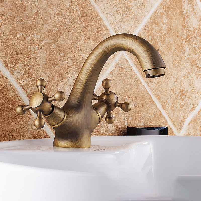 Avtoit | Vintage Widespread Bathroom Faucet Industrial Cross Handles Basin Faucet