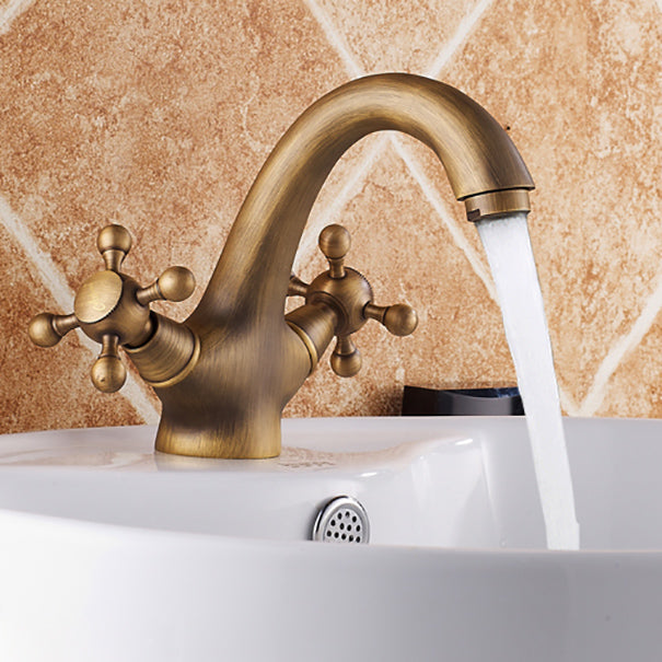 Avtoit | Vintage Widespread Bathroom Faucet Industrial Cross Handles Basin Faucet