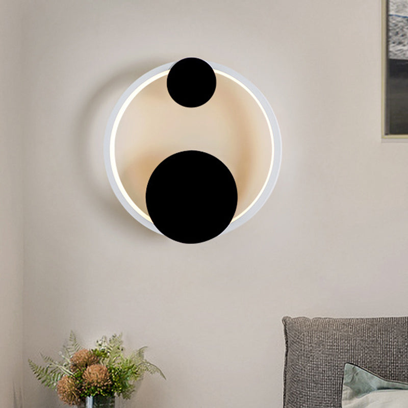Avtoit | Halo Shape Acrylic Wall Mount Light Modern Black and White LED Wall Lamp in White/Warm Light for Bedside