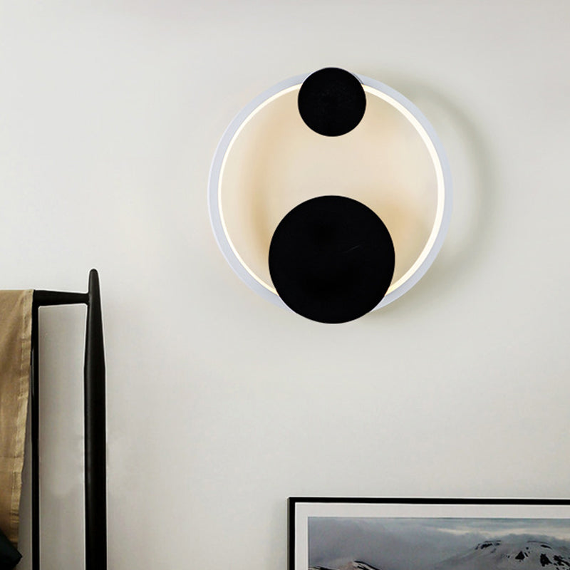 Avtoit | Halo Shape Acrylic Wall Mount Light Modern Black and White LED Wall Lamp in White/Warm Light for Bedside