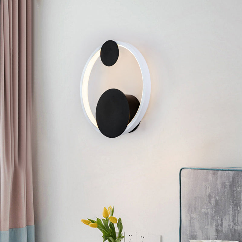 Avtoit | Halo Shape Acrylic Wall Mount Light Modern Black and White LED Wall Lamp in White/Warm Light for Bedside