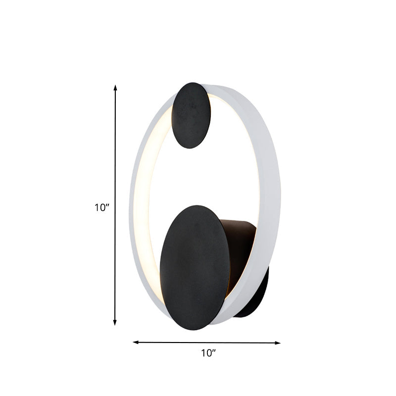 Avtoit | Halo Shape Acrylic Wall Mount Light Modern Black and White LED Wall Lamp in White/Warm Light for Bedside