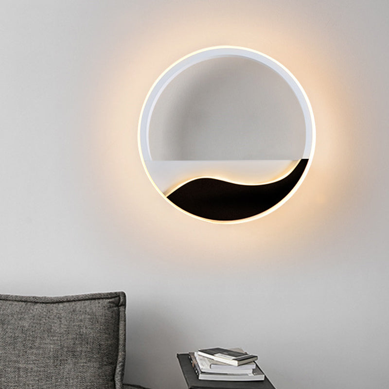 Avtoit | Acrylic Ring Wall Light Minimalistic White and Black LED Wall Mounted Lamp in White/Warm Light