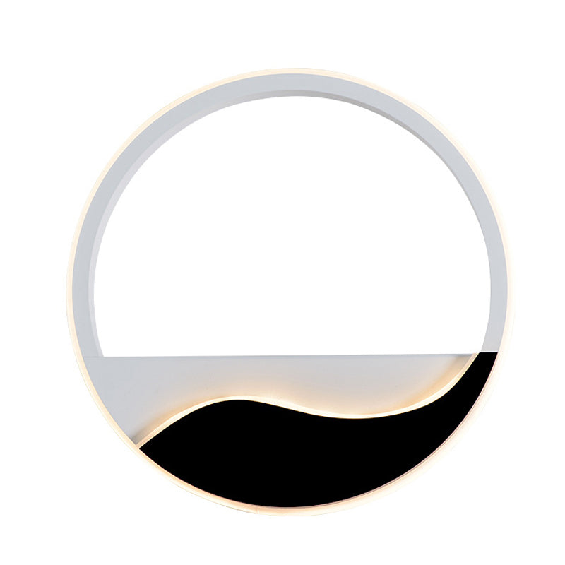 Avtoit | Acrylic Ring Wall Light Minimalistic White and Black LED Wall Mounted Lamp in White/Warm Light