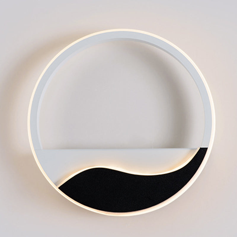 Avtoit | Acrylic Ring Wall Light Minimalistic White and Black LED Wall Mounted Lamp in White/Warm Light