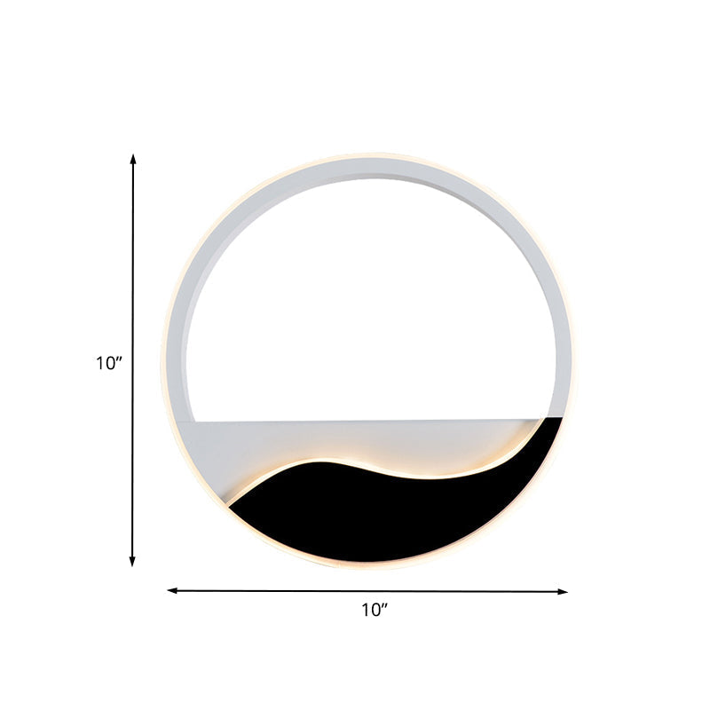 Avtoit | Acrylic Ring Wall Light Minimalistic White and Black LED Wall Mounted Lamp in White/Warm Light