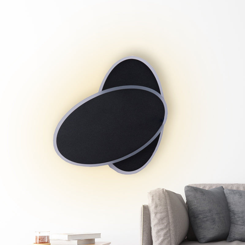 Avtoit | Modern LED Wall Lamp White/Black Finish Double Oval Wall Light with Acrylic Shade in Warm/White Light