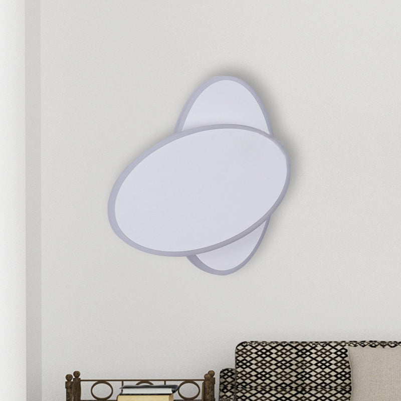 Avtoit | Modern LED Wall Lamp White/Black Finish Double Oval Wall Light with Acrylic Shade in Warm/White Light