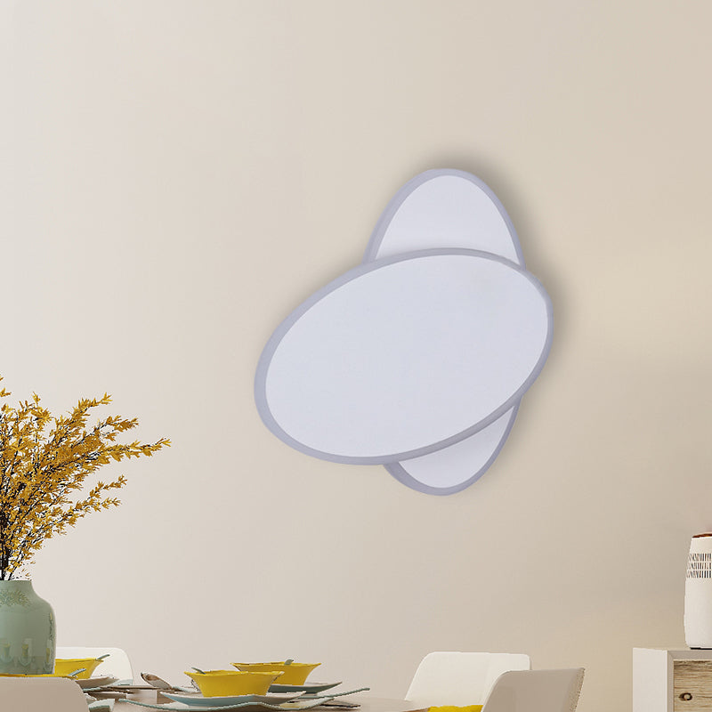 Avtoit | Modern LED Wall Lamp White/Black Finish Double Oval Wall Light with Acrylic Shade in Warm/White Light