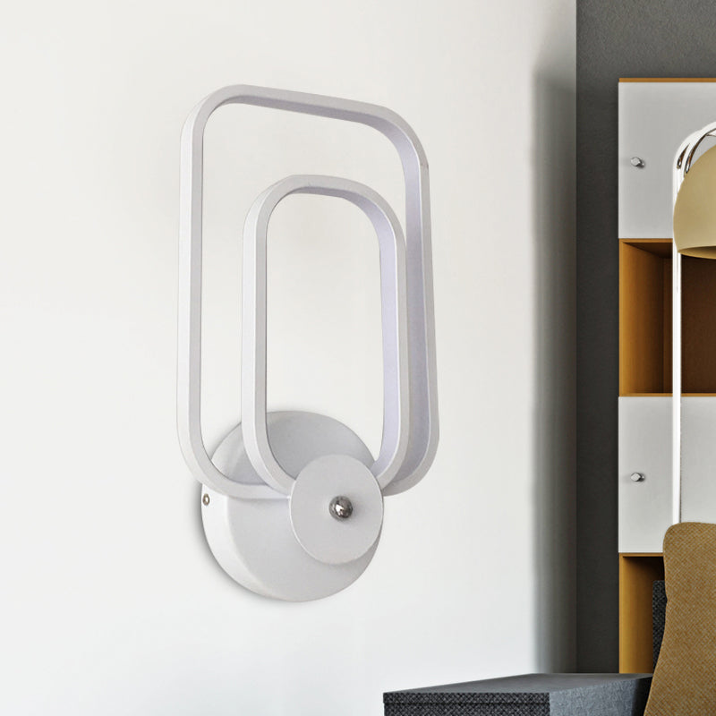 Avtoit | Rectangular Frame Aluminum Wall Light Minimalist LED White Wall Mount Lighting in Warm/White Light