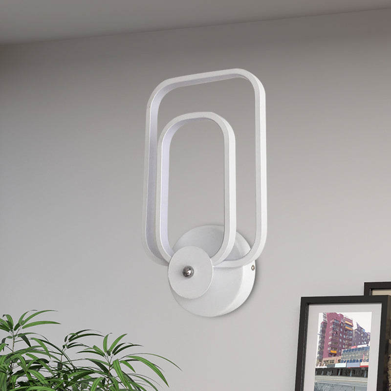 Avtoit | Rectangular Frame Aluminum Wall Light Minimalist LED White Wall Mount Lighting in Warm/White Light