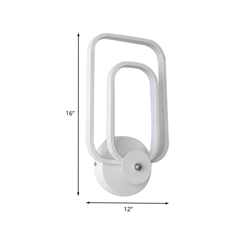 Avtoit | Rectangular Frame Aluminum Wall Light Minimalist LED White Wall Mount Lighting in Warm/White Light
