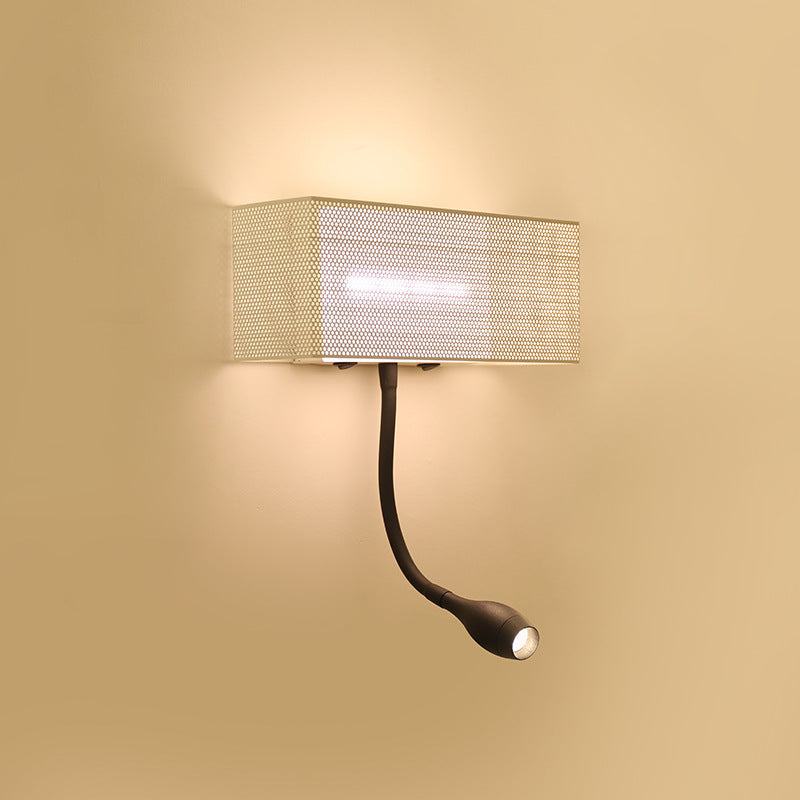 Avtoit | Metallic Mesh Rectangular Built-in Wall Lamp Modernism LED Wall Light in White with Rotatable Design