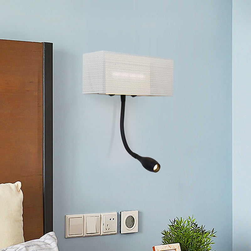 Avtoit | Metallic Mesh Rectangular Built-in Wall Lamp Modernism LED Wall Light in White with Rotatable Design
