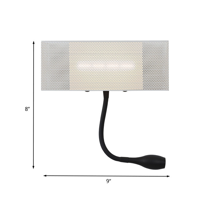 Avtoit | Metallic Mesh Rectangular Built-in Wall Lamp Modernism LED Wall Light in White with Rotatable Design