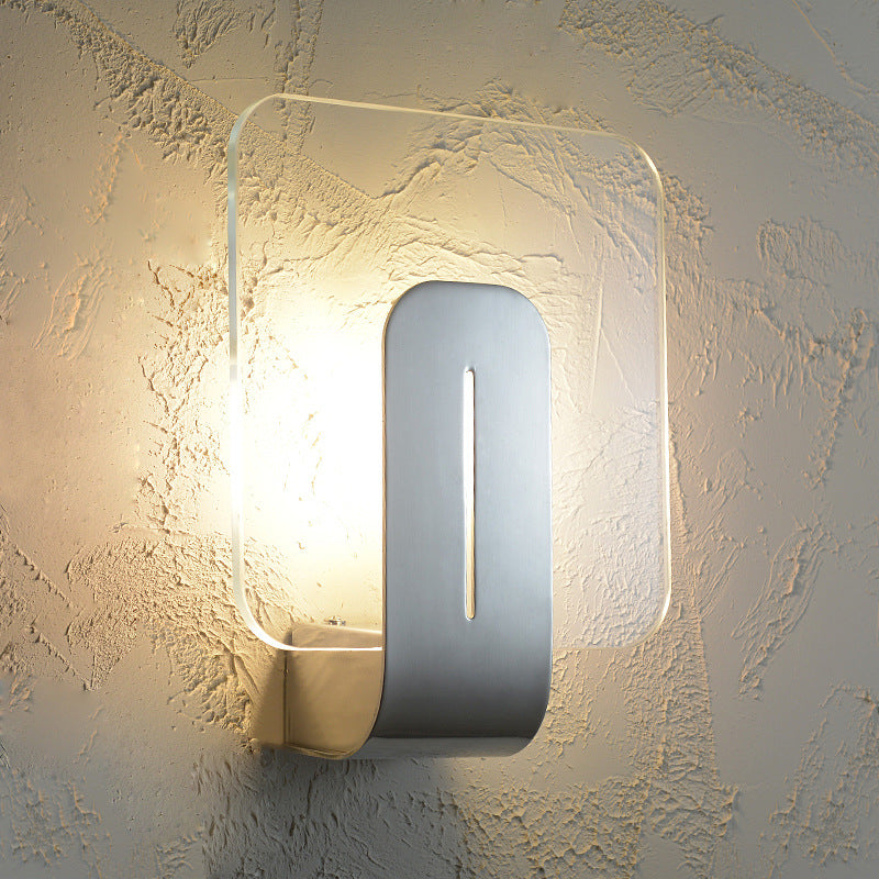 Avtoit | 1 Head Bathroom Wall Light Modern Silver Finish Wall Mounted Lamp with Square Panel Clear Glass Shade