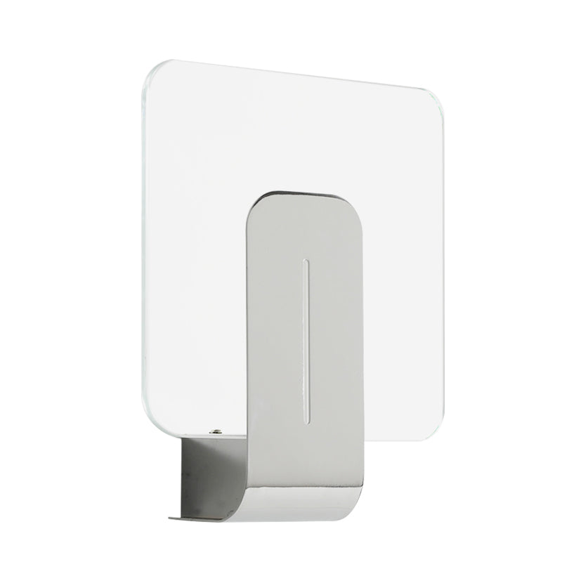 Avtoit | 1 Head Bathroom Wall Light Modern Silver Finish Wall Mounted Lamp with Square Panel Clear Glass Shade