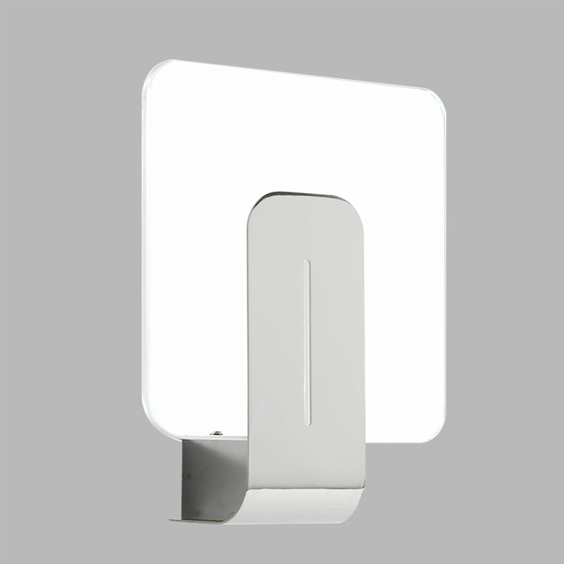 Avtoit | 1 Head Bathroom Wall Light Modern Silver Finish Wall Mounted Lamp with Square Panel Clear Glass Shade