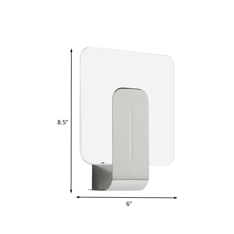Avtoit | 1 Head Bathroom Wall Light Modern Silver Finish Wall Mounted Lamp with Square Panel Clear Glass Shade