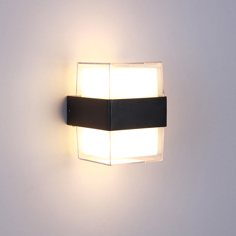 Avtoit | White and black cube-shaped wall sculpture modern LED acrylic wall lamp in warm/white light for nightstands