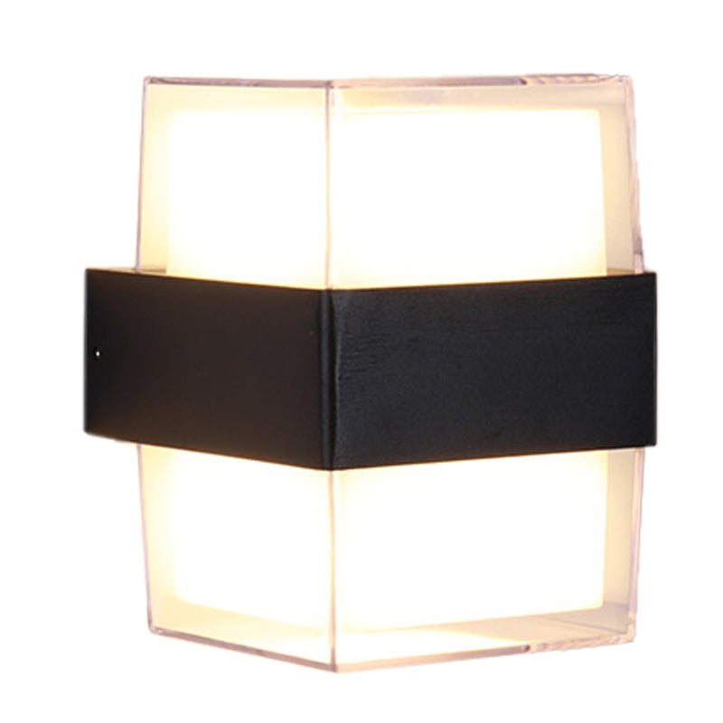 Avtoit | White and black cube-shaped wall sculpture modern LED acrylic wall lamp in warm/white light for nightstands
