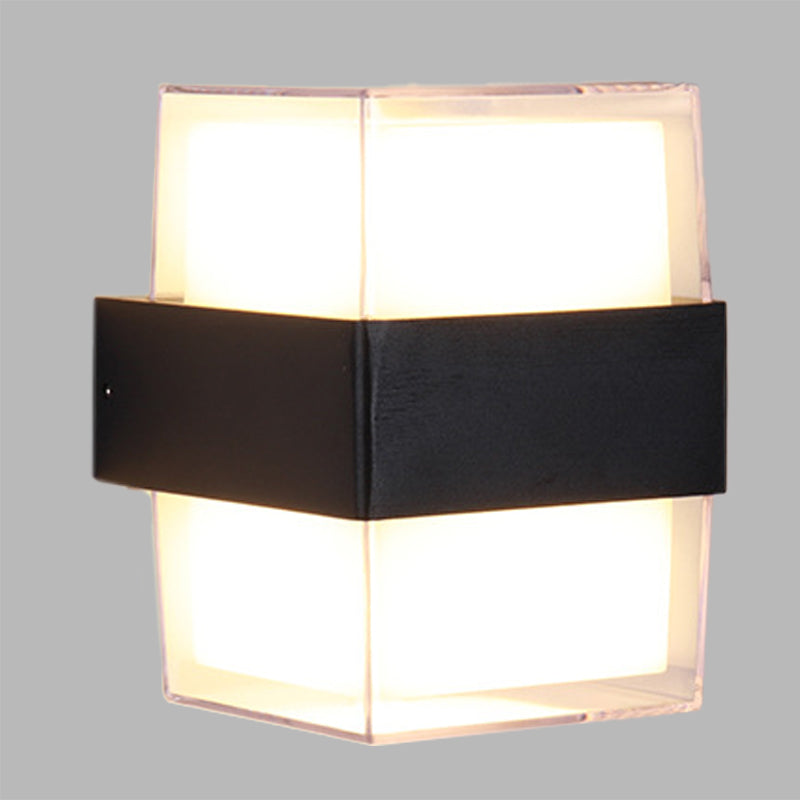 Avtoit | White and black cube-shaped wall sculpture modern LED acrylic wall lamp in warm/white light for nightstands