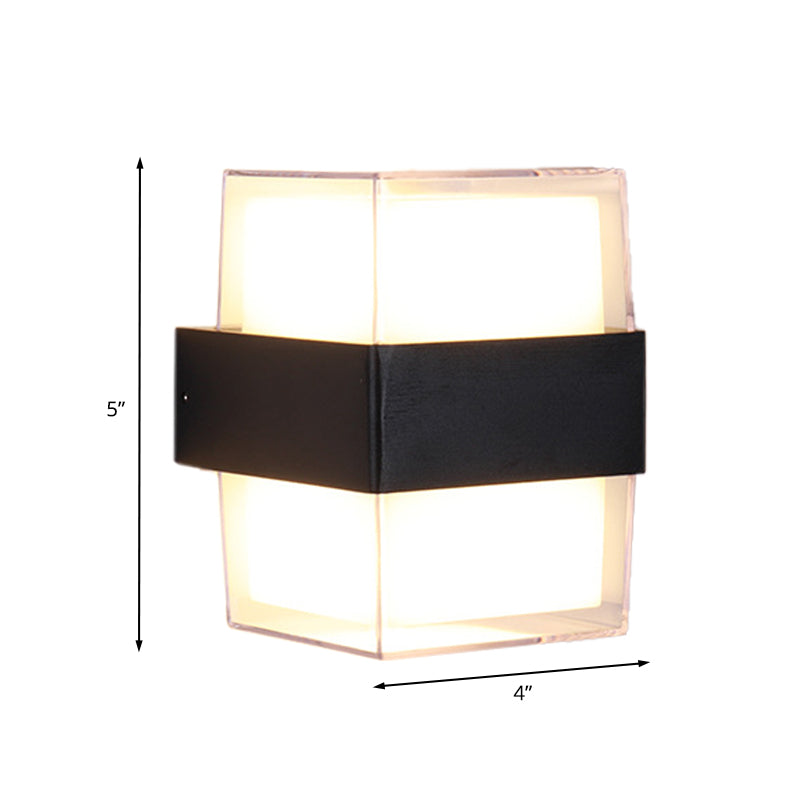 Avtoit | White and black cube-shaped wall sculpture modern LED acrylic wall lamp in warm/white light for nightstands