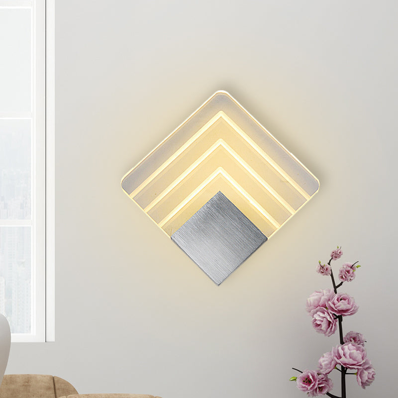 Avtoit | Modernism Squared Wall Light Metal 5.5"/8" B LED Corner Wall Light in Black/Silver with Acrylic Shade