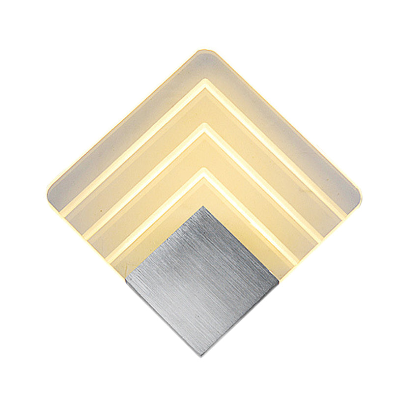 Avtoit | Modernism Squared Wall Light Metal 5.5"/8" B LED Corner Wall Light in Black/Silver with Acrylic Shade