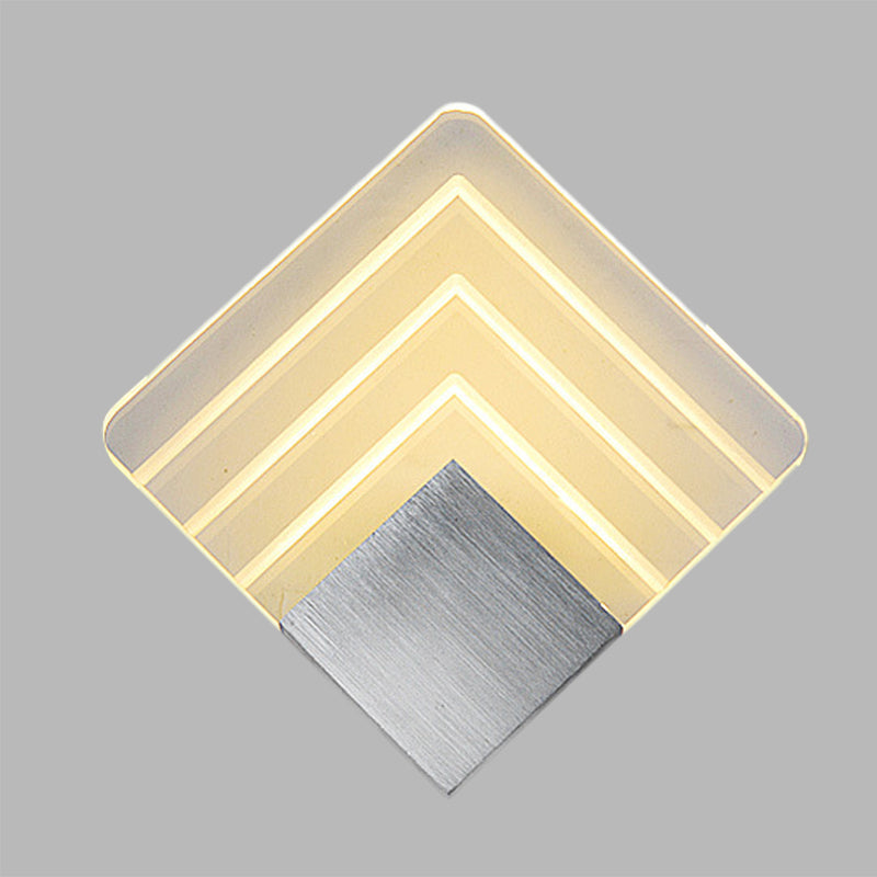 Avtoit | Modernism Squared Wall Light Metal 5.5"/8" B LED Corner Wall Light in Black/Silver with Acrylic Shade