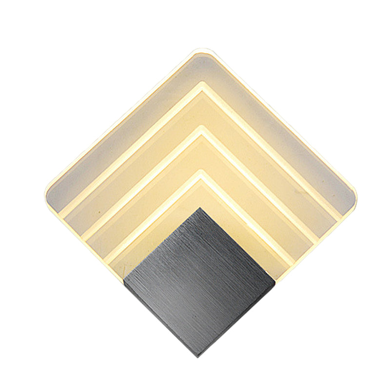 Avtoit | Modernism Squared Wall Light Metal 5.5"/8" B LED Corner Wall Light in Black/Silver with Acrylic Shade