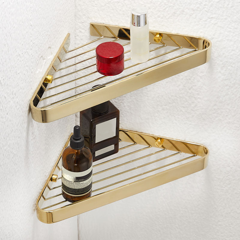 Avtoit | 2-piece modern bathroom accessory set, polished chrome/gold, bathroom shelf