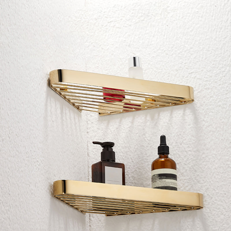 Avtoit | 2-piece modern bathroom accessory set, polished chrome/gold, bathroom shelf