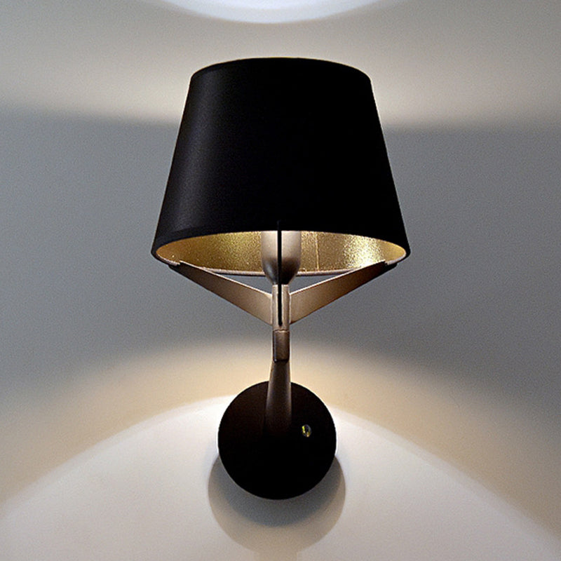 Avtoit | Fabric barrel wall-mounted lighting modern 1 head black surface wall lamp with tripod lamp support