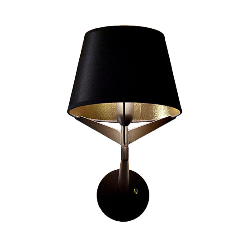 Avtoit | Fabric barrel wall-mounted lighting modern 1 head black surface wall lamp with tripod lamp support
