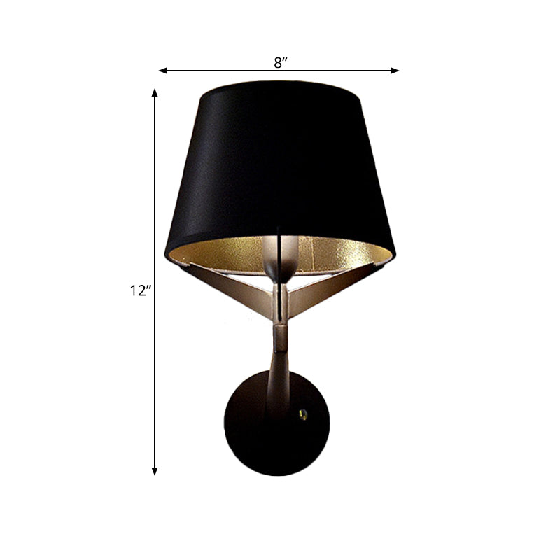 Avtoit | Fabric barrel wall-mounted lighting modern 1 head black surface wall lamp with tripod lamp support