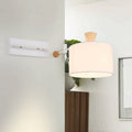 Avtoit | Drum Fabric Wall Light Modern 1 Bulb White Surface Wall Mounted Lamp with Rotatable Arm